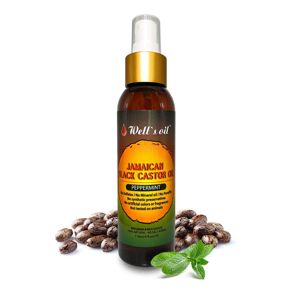 PEPPERMINT + Jamaican Black Castor Oil Spray | 4oz | Hair Detangler Spray, Scalp Treatment, Natural Leave-In Conditioner