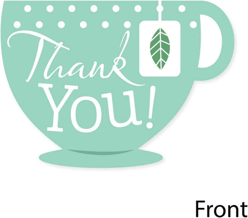 Set 12 Big Dot of Happiness Floral Lets Par-Tea - Shaped Thank You Cards - Garden Tea Party Thank You Note Cards