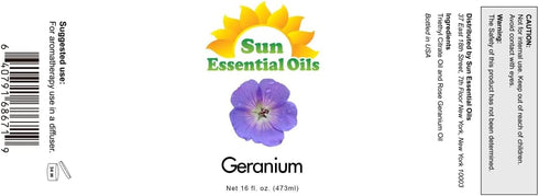 Sun Essential Oils - Geranium Essential Oil 16oz for Aromatherapy, Diffuser, Stress Ease - Geranium Candle Oil - Aromatherapy Oil