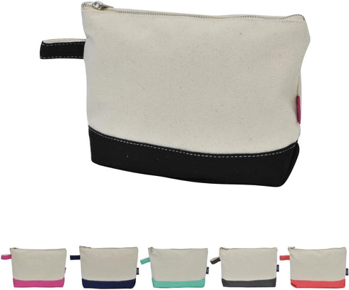 NGIL Jute/Canvas Large Travel Cosmetic Bag Pouch for Women, Multipurpose Toiletry Pouch, Personalized Makeup Bag