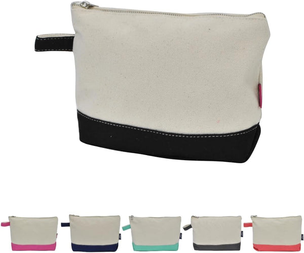 NGIL Jute/Canvas Large Travel Cosmetic Bag Pouch for Women, Multipurpose Toiletry Pouch, Personalized Makeup Bag