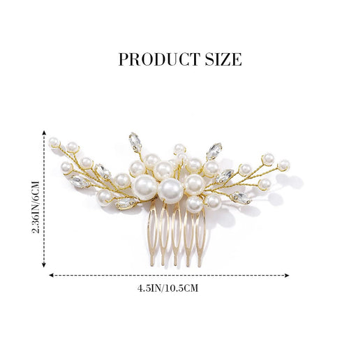 Latious Wedding Bride Pearl Hair Side Comb, Gold Rhinestone Bridal Hair Clips, Hair Accessories for Women