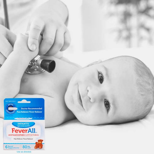 Infants Acetaminophen Suppositories - 6 Rectal Suppositories 80mg each (Pack of 2)