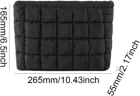 Puffy Quilted Makeup Bag, Cute Solid Toiletry Organizer Pouch Storage Clutch for Women