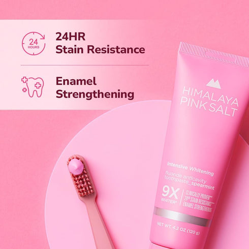 Intensive Whitening Toothpaste - 4.2oz (3 Packs) for Adults with Fluoride, Anti-Cavity & Enamel Repair, Pink Spearmint