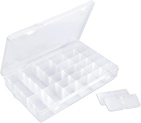Nail Organizer Storage Box, 36 Grids Rhinestone Container, Clear Acrylic Press Fake Nail Tip Craft Art Accessories