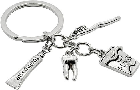 PHAETON 20PCS Toothbrush Toothpaste Keychain - Tooth Shape Keyring for Dentist, Dental Hygienist, and Student Gifts