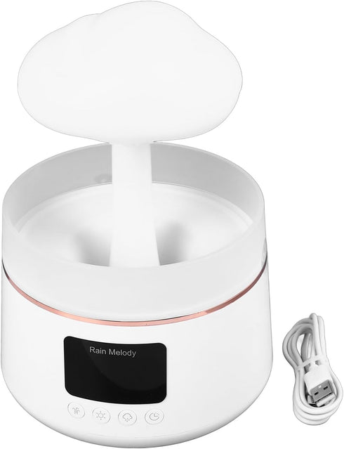 RASTKY Rain Humidifier White Noise Night Light Diffuser for Bedroom, Water Drip Essential Oil Diffuser for Better