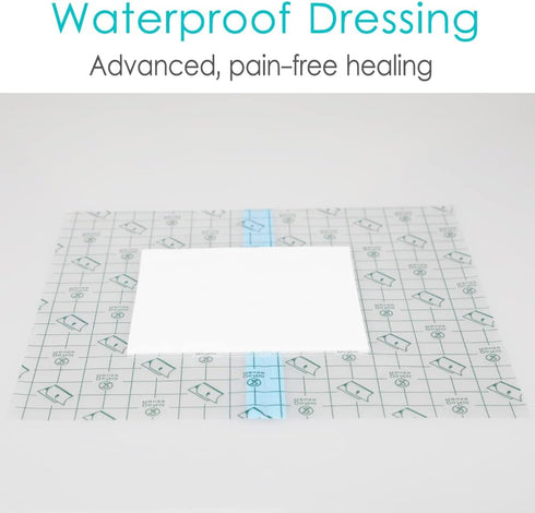 Hola Health 8"x8"(Pack 25) Waterproof Shower Cover Shields, Non-Stick Center Pad for Dialysis Port Picc Line Chest