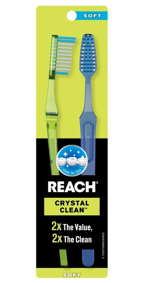 Pack 2 Count Reach Crystal Clean Soft Value Adult Toothbrushes