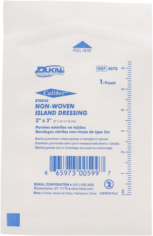 Dukal White Nonwoven Island Dressing Sterile, 2 x 3, 50 per Box