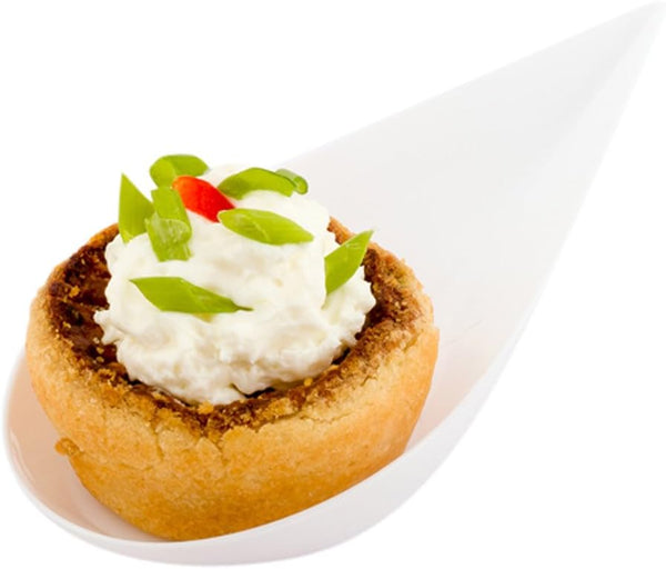 Restaurantware 20 Disposable Teardrop Appetizer Spoons, 4 x 2 Inch Indented Basin White Plastic