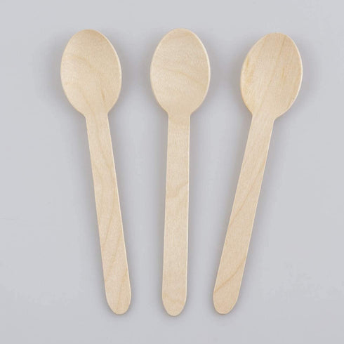 Mart Wooden Disposable Spoons, 100pcs, 6in Biodegradable Compostable Dessert Spoons for Parties