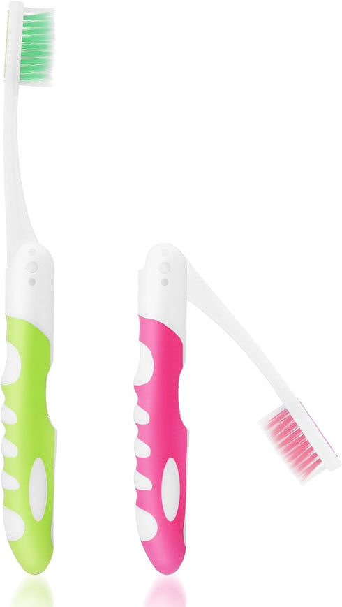 2Pcs Travel Toothbrush - Portable Soft Folding Toothbrushes for Travel Camping Hiking