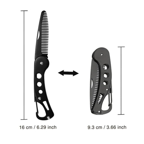 Portable Stainless Steel Folding Beard Comb, Anti Static Multifunction Comb for Men Mustache Styling