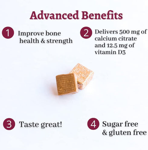 Bariatric Advantage Calcium Citrate Chewy Bites 500 mg - Sugar-Free Chewable Calcium Supplement - 90 Count