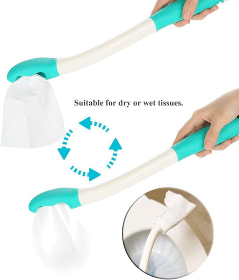 Qiterr Bottom Wiper, Long Handle Reach Comfort Holder Toilet Paper Tissue Grip Self Wipe Aid Helper