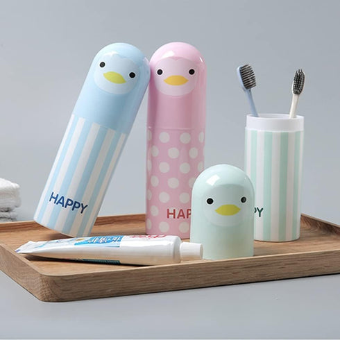 Travel Toothbrush Case, Cute Portable Toothbrush Holder with Cover for Camping, Home, School, Business (Pink)