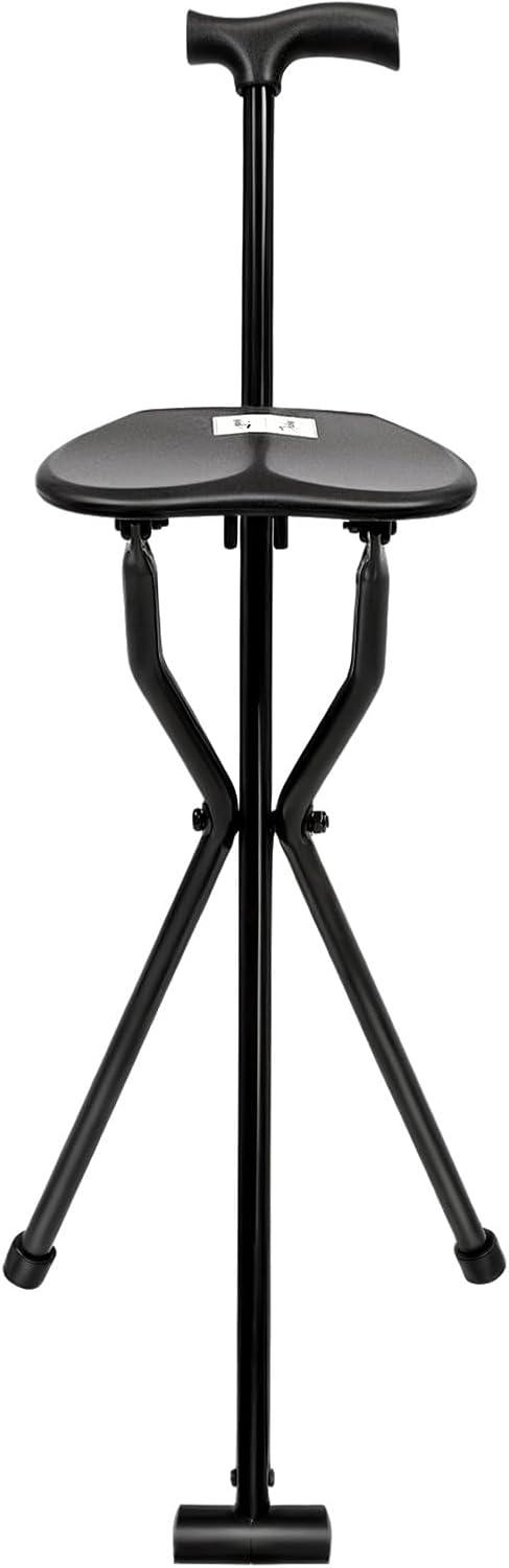 WXLTSGM Portable Walking Stick, Folding Cane Chair with Seat Non-Slip 3 Legged Portable