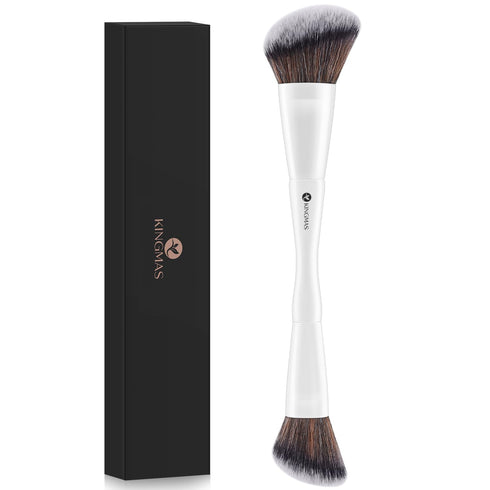 KINGMAS Angled Foundation Brush - Double-ended Kabuki Makeup Brush for Liquid, Cream, Powder, Blending