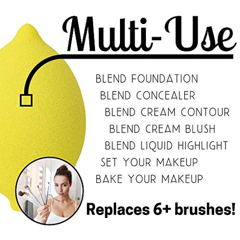 Thirsty Lemon Makeup Sponge by Ally Things Beauty | Yellow Lemon Shaped Makeup Blender for Liquid Foundation
