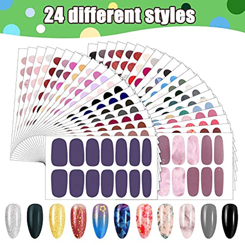 Maitys 560 Pieces Nail Polish Strips Decals, 40 Sheets Full Wrap Self Adhesive Gel Fingernail Art with File for Women