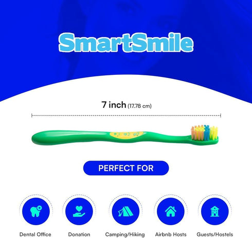 SmartSmile 72 21-542 Pcs Bulk Kids Toothbrushes Individually Wrapped - Assorted Colors with Animal Paw Prints - Popular