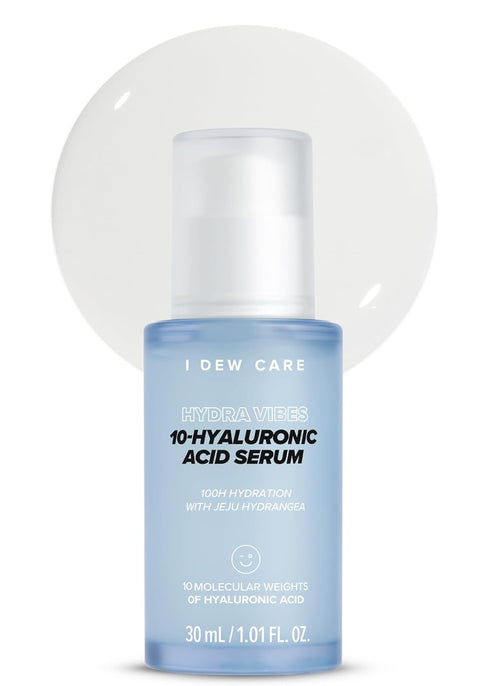 I DEW CARE Hydra Vibes 10-Hyaluronic Acid Serum 30ml - Moisturizing Water-gel Serum for Glass Skin - Korean Skin Care