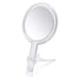 Double Sided Hand Held Makeup Mirror - 1x & 7X Magnification with Adjustable Stand, Clear