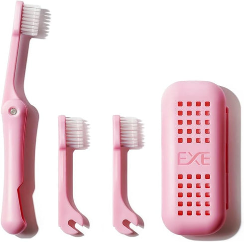 Replaceable Travel Size Foldable Toothbrush Kit with Case, Dual-Layer Bristles, Portable Travel Size for Office and