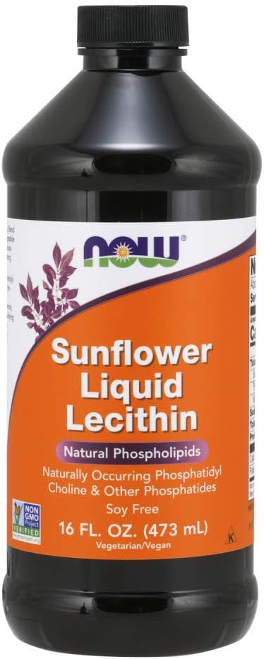 NOW Supplements Sunflower Lecithin, Liquid, 16-Ounce, with Naturally Occurring Phosphatidyl Choline