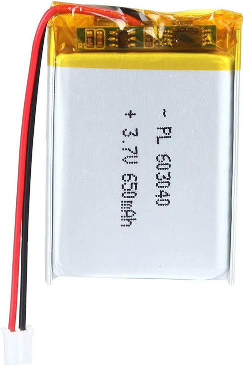 3.7V 650mAh 603040 Lipo Battery Rechargeable Lithium Polymer Ion Battery Pack with PH2.0mm JST Connector