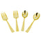 Blue Sky Disposable Gold Serving Spoon and Forks Set, 4 Count for Parties and Events