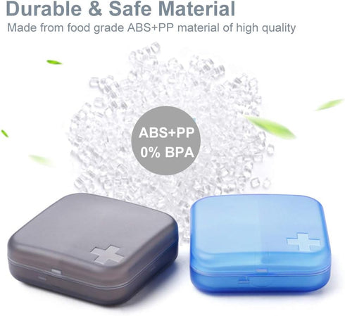 2 Pack Portable Travel Pill Organizer Case, Cute Small Daily Pill Box BPA Free Plastic Medicine Holder Container (4