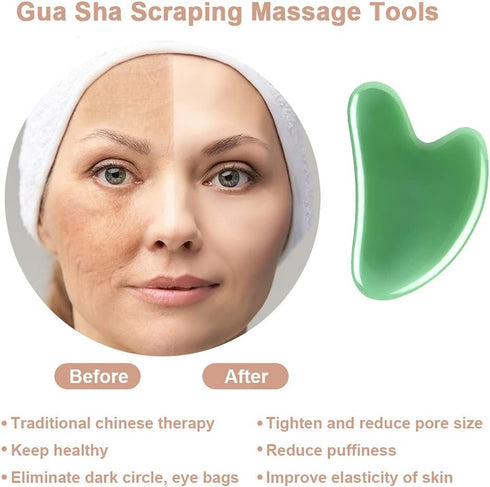 Gua Sha Massager Tool, 2 Pcs Natural Jade Stone Guasha Board for Physical Therapy and SPA Acupuncture