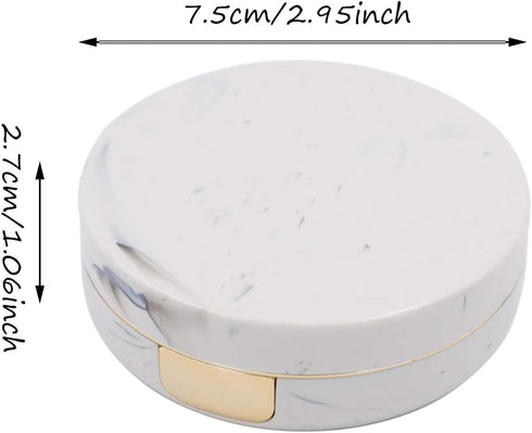 Honbay Fashion Marble Contact Lens Case, Portable Box Kit with Mirror (Round) (Gold)