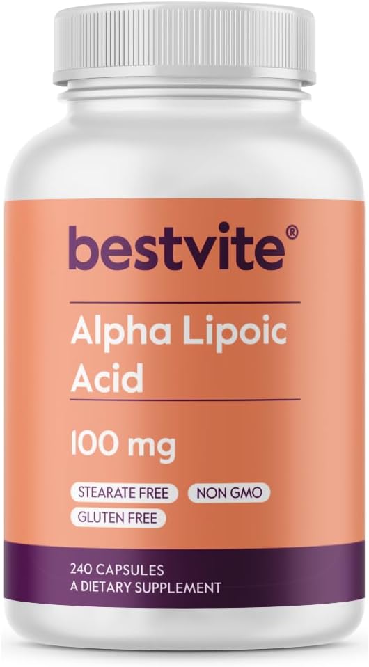 BESTVITE Alpha Lipoic Acid, 100mg, 240 Capsules, No Stearates, Non GMO, Gluten Free