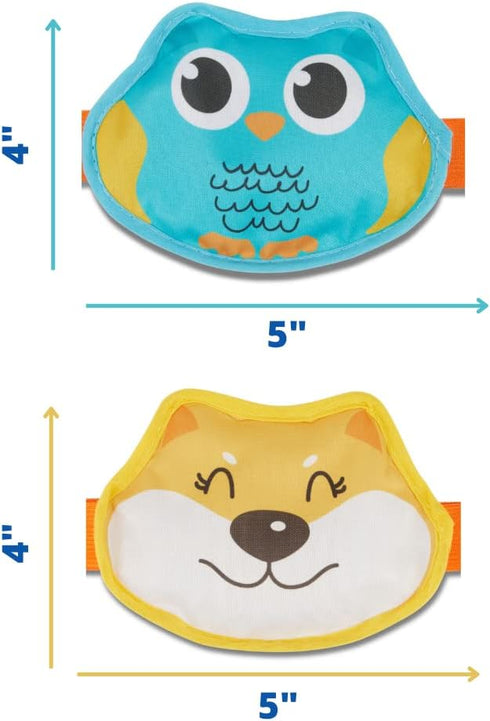 FOMI Kids Hot Cold Gel Ice Packs, 2 Pack, Fun Animal Wraps for Pain Relief, Reusable for Head, Eyes, Elbow, Knee