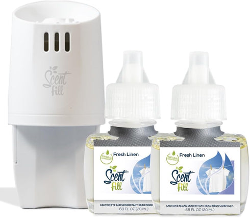 Scent Fill Fresh Linen Plug-in Air Freshener, 2 Refills + Diffuser, Scented Oil Refills