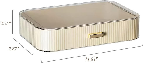 Stackable Plastic Organizer Big & Spacious Drawer | Organize Eyeshadow Palettes, Cosmetics, and Beauty Supplies on a Vanity. White by Decorcode