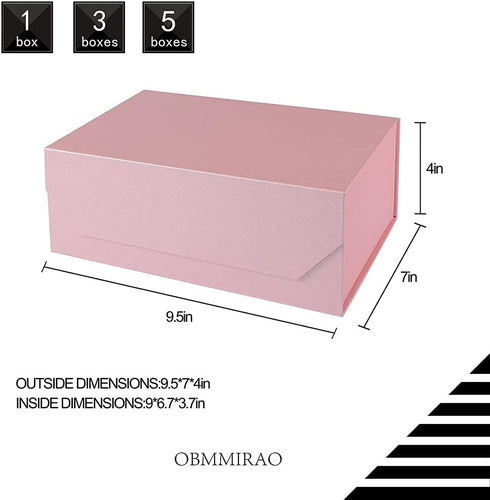 Upgrade 1PCS Pink Gift Box 9.5x7x4 Inches, Sturdy Foldable Magnetic Closure Storage Box for Gift Packaging