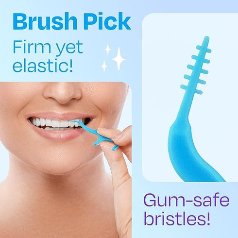Dental Flossers Brush Picks, 2 Pack with Travel Case (100 Total Count), Mint Flavored for Easy Grip and Use