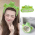 Cute Kawaii Green Frog Spa Headband for Women's Skincare, Makeup, and Washing - Soft Microfiber Coral Fluffy Towel
