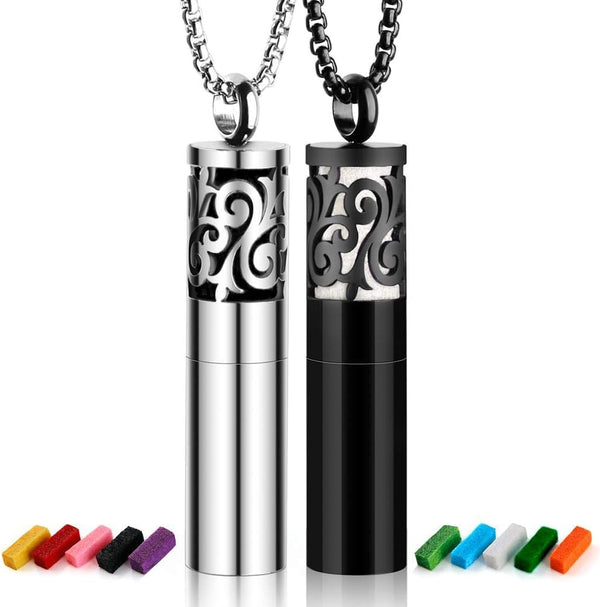 Essential Oil Diffuser Necklaces for Women, 2PCS Stainless Steel Locket Pendant with 20 Felt Pads, Gift Set