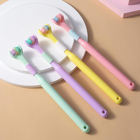 1pcs Random Color Three-Sided Soft Hair Toothbrush, Effective Design for Adults and Children