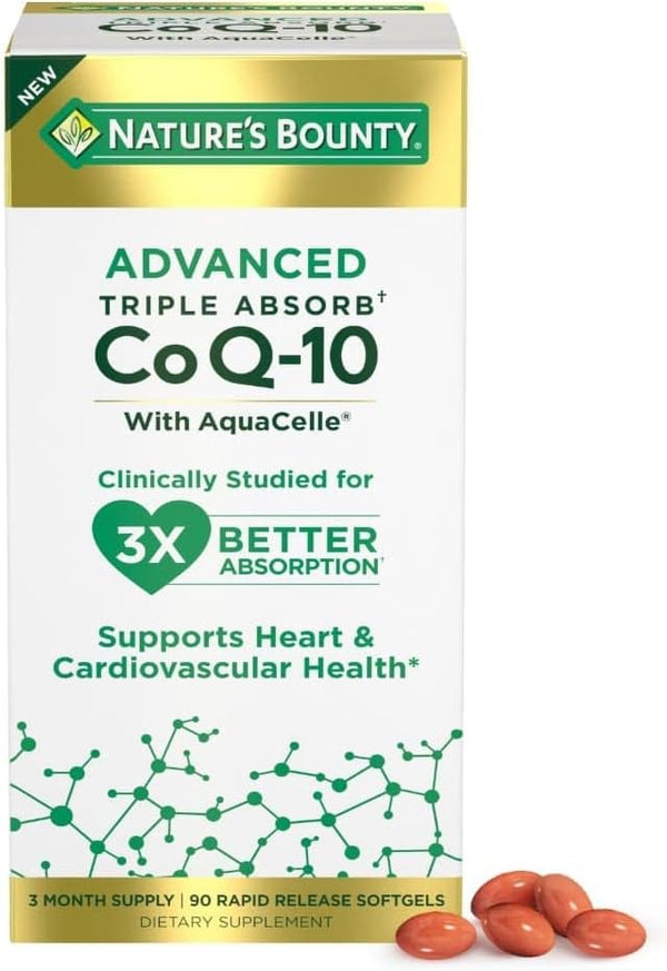 Advanced Triple Absorb Co Q-10 by Nature's Bounty - Heart Health Rapid Release Softgels, 90 Ct