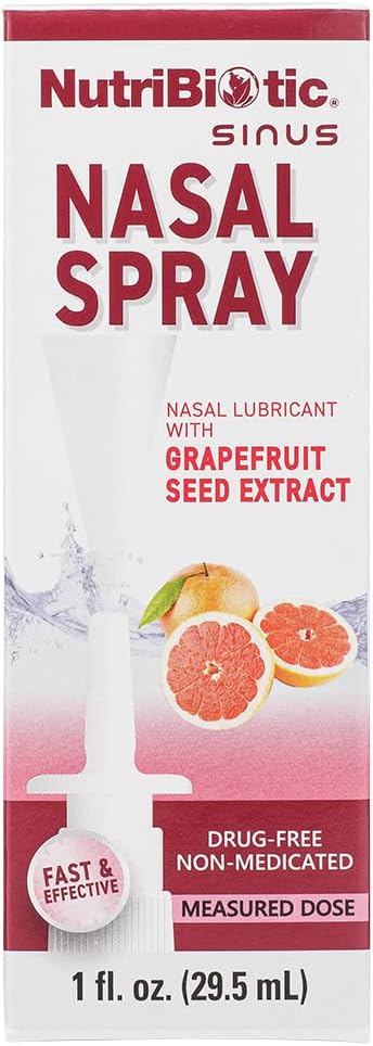 NutriBiotic Nasal Spray, 1 Fl Oz, Nasal Lubricant with Grapefruit Seed Extract, Drug-Free & Non-Medicated