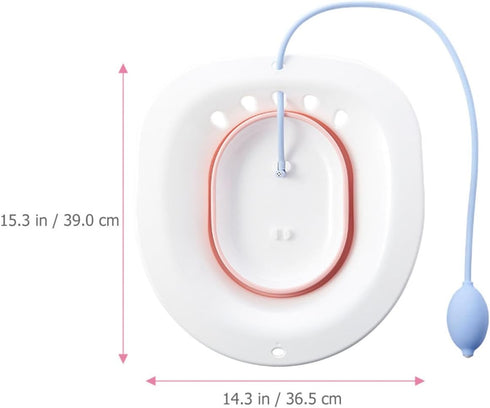 Portable Sitz Bath Basin with Flush for Postpartum and Postoperative Care, Foldable Pink Wash Basin for Pregnant Women