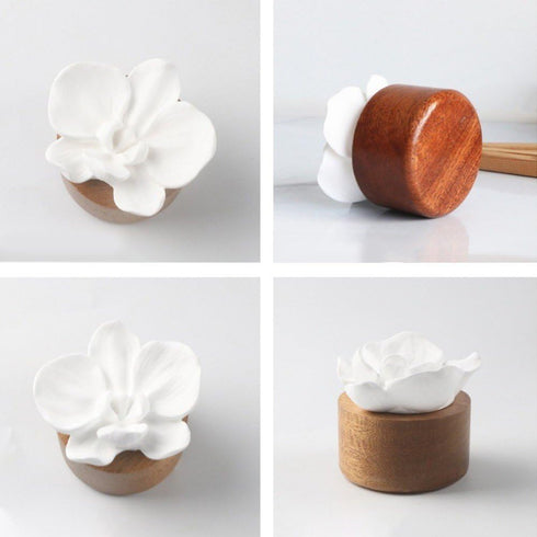 Vobumix Essential Oil Passive Flower Diffuser Mini Ceramic Essential Oil Small Diffuser Phalaenopsis Porcelain