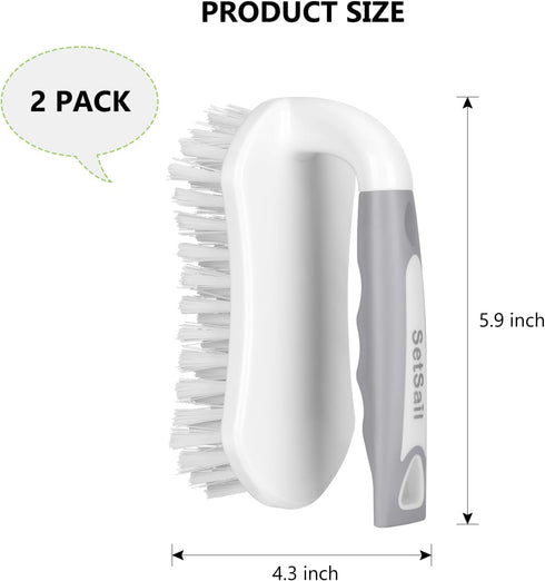 SetSail Scrub Brush, Heavy-Duty Scrub Brushes for Cleaning with Stiff Bristles Cleaning Brush for Shower, Bathroom, Carpet, Kitchen and Bathtub Scrubber - 2 Pack
